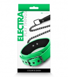 NS Novelties - Electra Collar w Leash - Green photo
