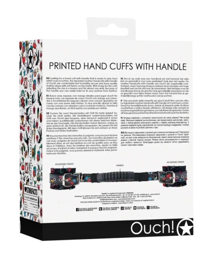 Ouch - Restraint Old School Tattoo Hand Cuffs - Black photo