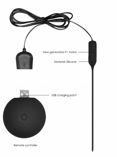 Ouch - 遥控式震动尿道塞 - 黑色 照片