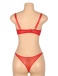 Ohyeah - Chain Heart Mesh Bra Set - Red - M 照片-10