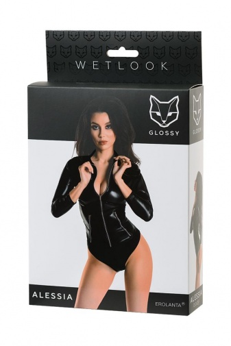 Glossy - Alessia Wetlook Bodysuit - Black - S photo