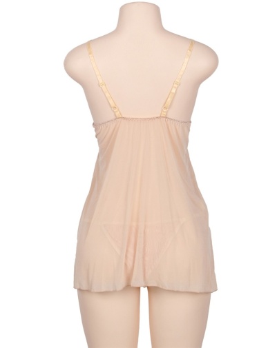 Ohyeah - Mesh Babydoll Set - Beige - M 照片