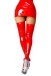 Glossy - Isla Wetlook Stockings - Red - L photo