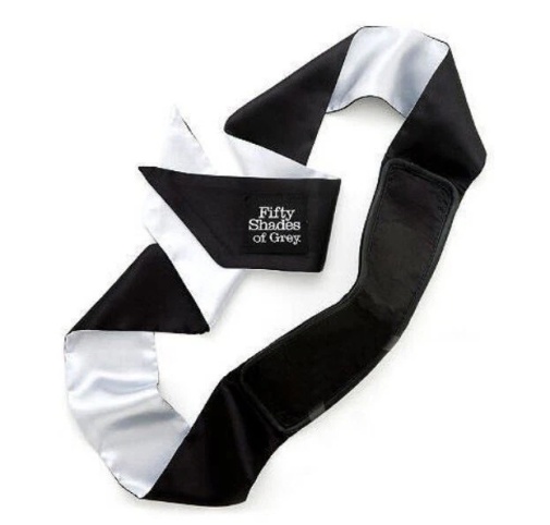 Fifty Shades - All Mine Deluxe Blindfold - Black/Silver photo