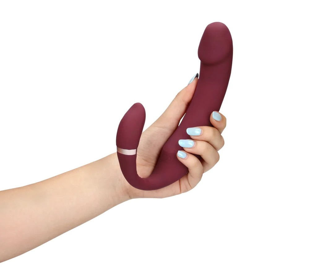 This Bendable Vibrating Strapless Strap-on is designed to pr... Loveline - Vibro Strapless Strap-On - Red photo-2