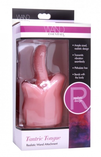 Wand Essentials - Tantric Tongue Realistic Oral Sex Wand Attachment - Pink photo