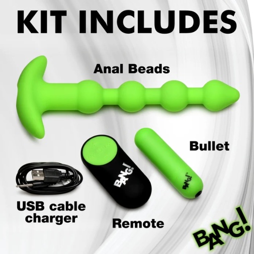 Bang! - Glow Vibro Anal Beads - Green photo