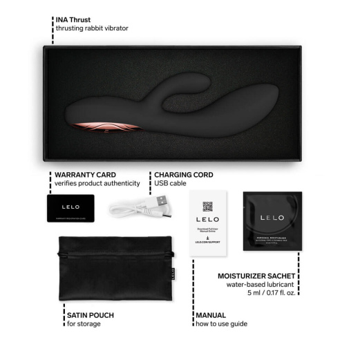 Lelo - Ina 可APP控制 抽插式兔仔震动棒 - 黑色 照片