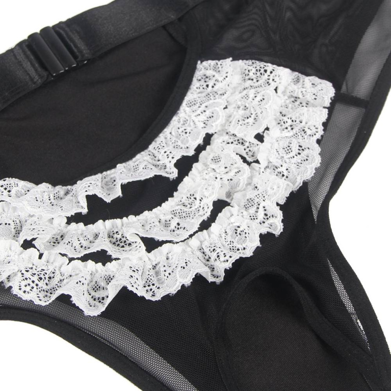 Ohyeah - 女仆开胸胸罩套装 - 黑色 - 3XL 照片
