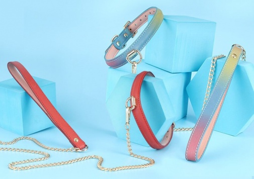 MT - Collar & Leash - Rainbow Blue photo