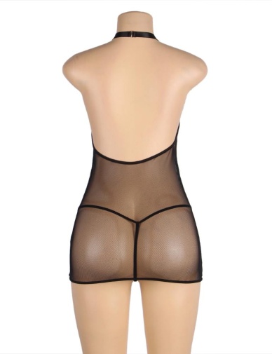 Ohyeah - Garter Mesh Dress - Black - XL 照片