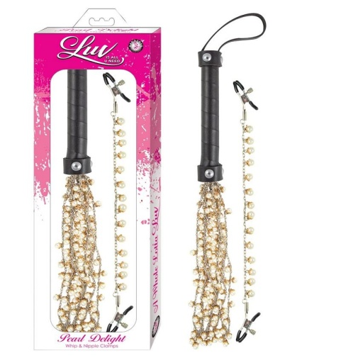 Nasstoys - Luv Pearl Whip w Nipple Clamps - Gold photo