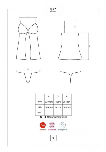 Obsessive - 877-BAB-1 連身裙連丁字褲 - 黑色 - S/M 照片