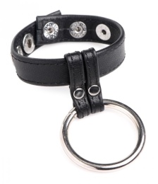 Strict - Leather Steel Cock Ball Ring - Black photo