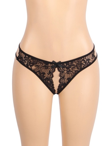 Ohyeah - Crotchless Lace Panty - Black - XL 照片