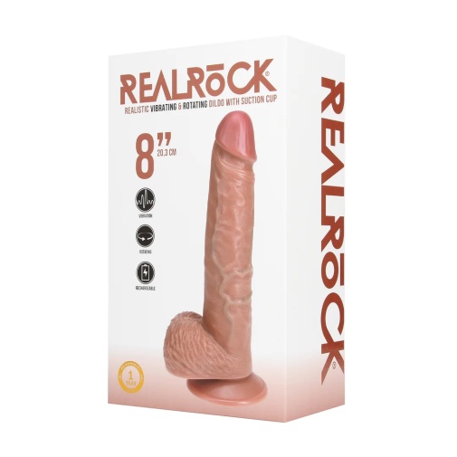RealRock - 8" 旋轉震動仿真假陽具 連陰囊 - 焦糖色 照片