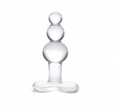 Glas - 4″ Beaded Glass Butt Plug with Tapered Base photo