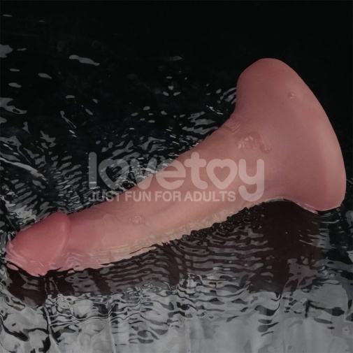 Lovetoy - 6'' 双层柔软震动假阳具 - 肉色 照片