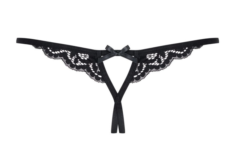 Obsessive - 831-THC-1 Crotchless Thong - Black - L/XL photo