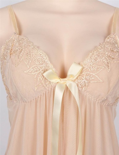 Ohyeah - Mesh Babydoll Set - Beige - XL photo