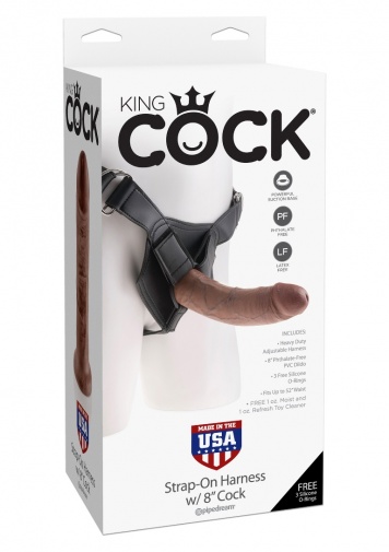 King Cock - 穿戴式仿真假陽具 8" - 啡色 照片