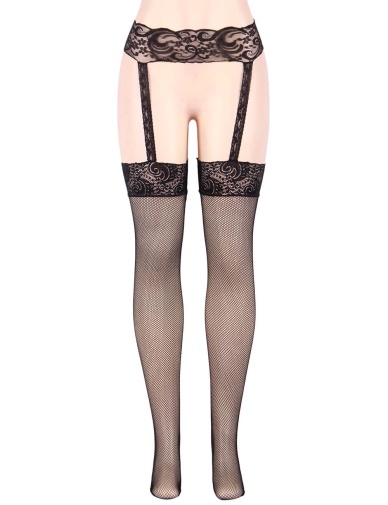 Ohyeah - Flowers Net Pantyhose - Black 照片