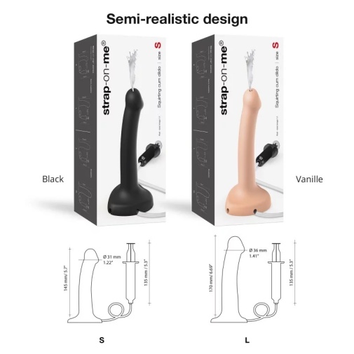 Strap-On-Me - Squirting Realistic Dildo S - Black photo