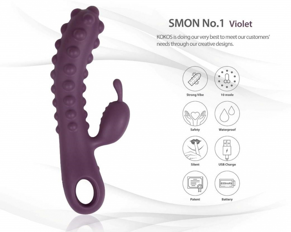 Kokos - Smon 兔子震动棒 - 紫色 照片-6