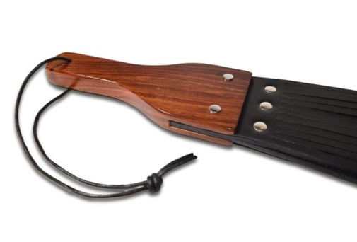 Prowler - Leather and Wood Fringe Paddle - Black 照片