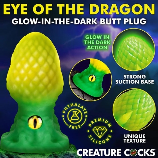 Creature Cocks - Eye of the Dragon Butt Plug - Green 照片