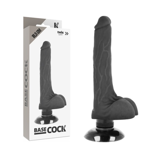 Basecock - 2in1 Vibro Dildo w Balls 18.5cm - Black photo