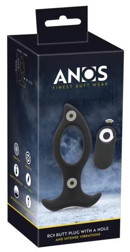 ANOS - Vibro Butt Plug w Hole - Black 照片