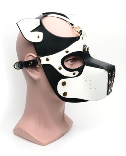 665 - Bondage Puppy Face Mask - Black/White photo