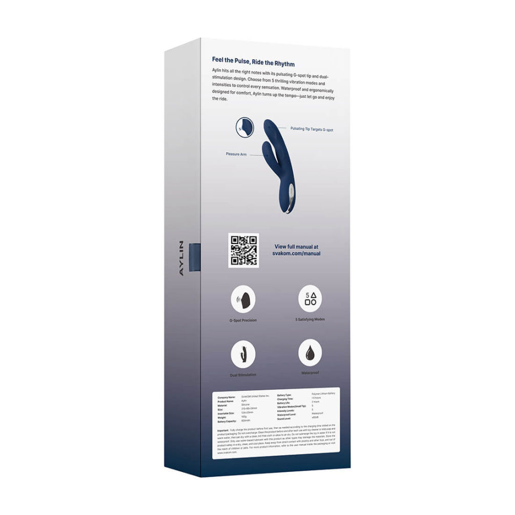 SVAKOM - Aylin Rabbit Vibrator - Dark Blue photo-8