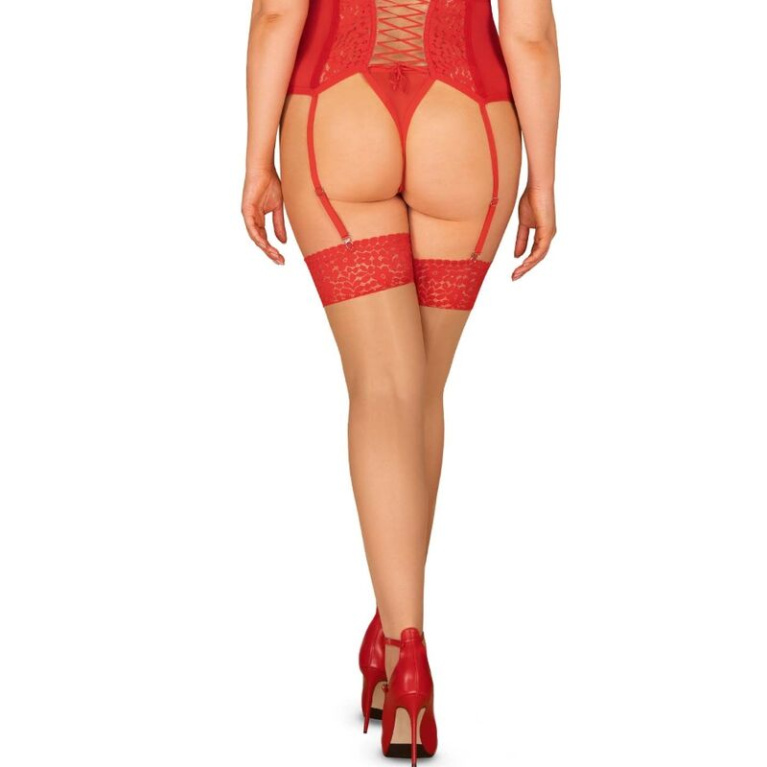 Obsessive - Blossmina 丝袜 - 红色 - 4XL/5XL 照片