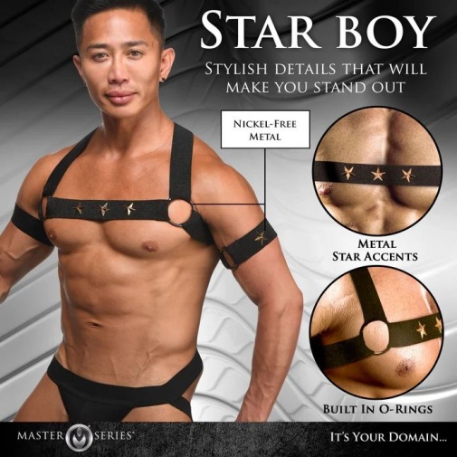 Master Series - Star Boy Male Harness - Black - S/M photo