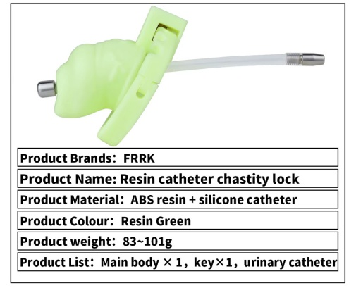 FAAK - Resin Chastity Cage S w Catheter - Green 照片