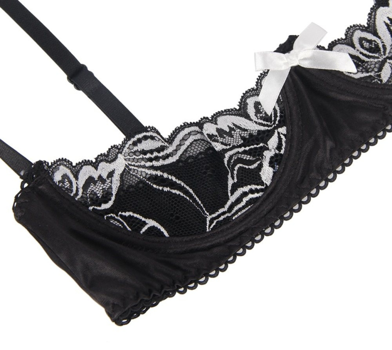 Ohyeah - Open Bra Set w Garter Panty - Black - XL photo