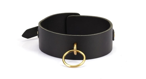 Liebe Seele - Samurai Leather Collar w Leash - Black photo