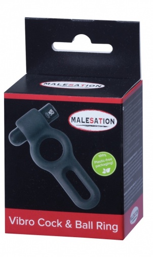 Malesation - 震动阴茎与阴囊环 - 黑色 照片