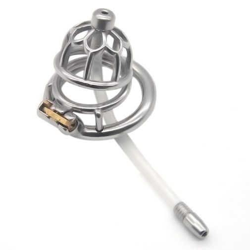 FAAK - Chastity Cage 01 w Belt & Catheter 45mm - Silver photo