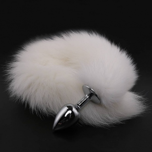 MT - Anal Plug S-size with White fur tail photo