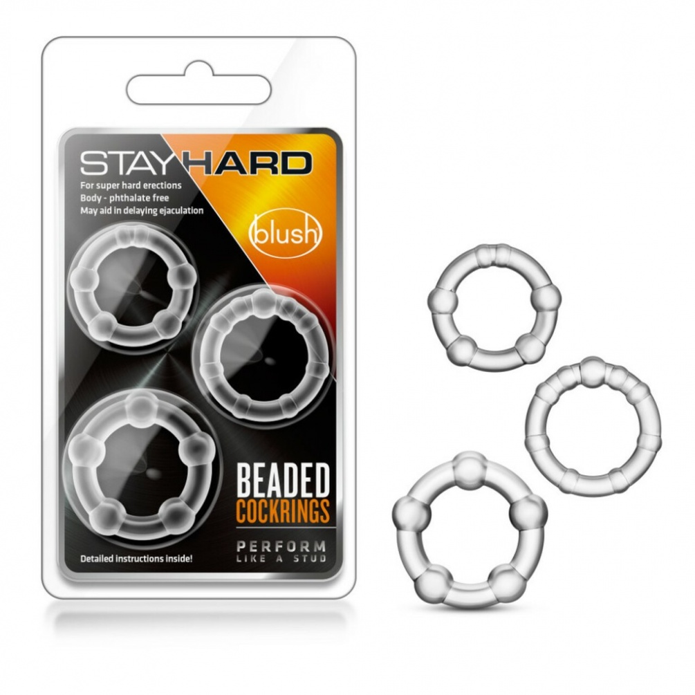 Perform like the stud you are! These Stay Hard Beaded Cock R... Blush Novelties - Stay Hard Beaded Rings Set - Clear photo-2