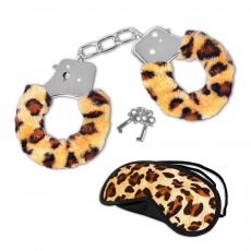 S&M - Furry Love Cuffs & Eyemask Set - Leopard photo