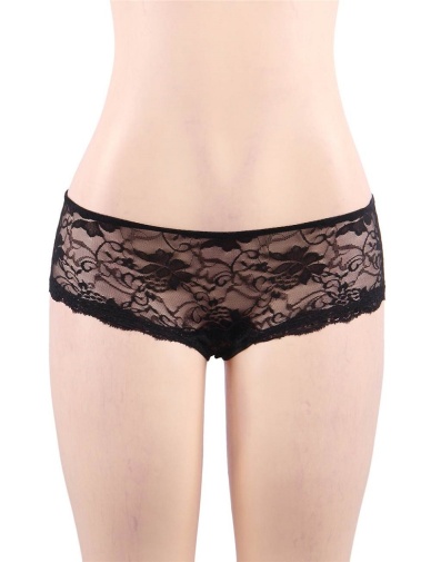 Ohyeah - Open Floral Lace Panty - Black - XL photo