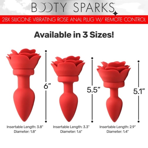 Booty Sparks - 28X 玫瑰花形后庭震动器 细码 - 红色 照片