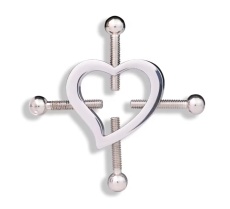 FAAK - Heart Nipple Clamps - Silver photo