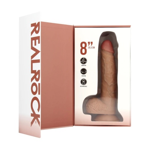 RealRock - 8" 旋轉震動仿真假陽具 連陰囊 - 焦糖色 照片