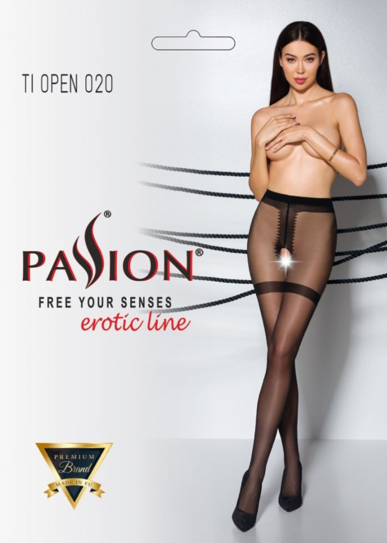 Passion - Tiopen 020 开裆丝袜 - 黑色 - 3/4 照片