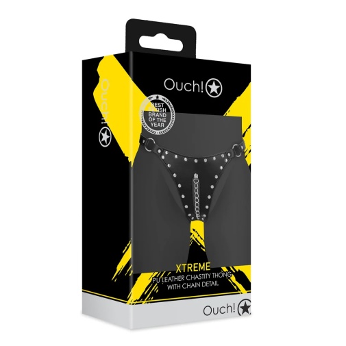 Ouch - Xtreme Chastity Thong w Chain - Black photo